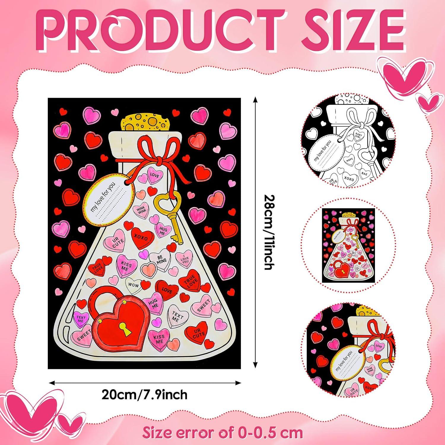 Zhanmai 30 Piezas Carteles de San Valentín para Colorear DIY