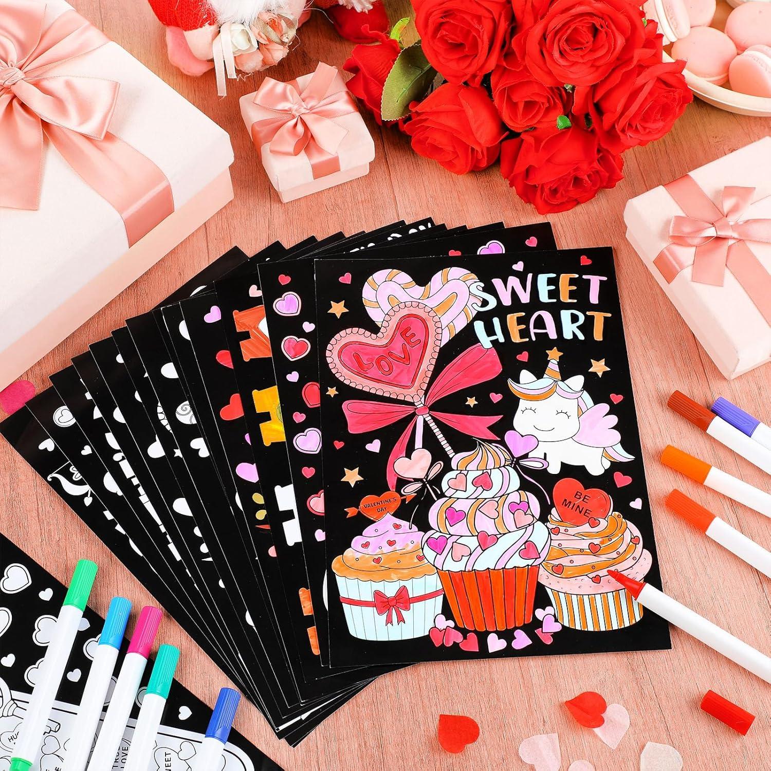 Zhanmai 30 Piezas Carteles de San Valentín para Colorear DIY