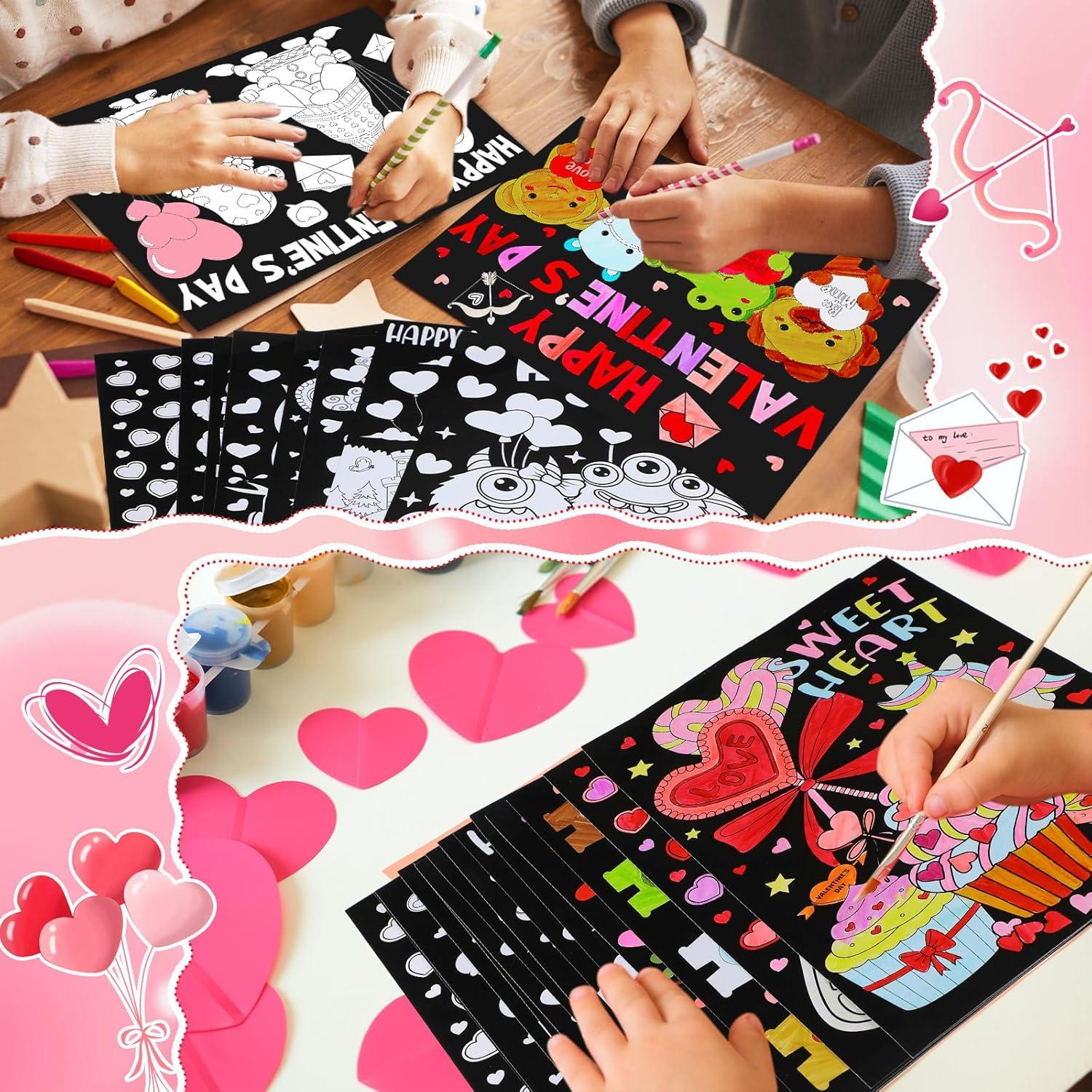 Zhanmai 30 Piezas Carteles de San Valentín para Colorear DIY