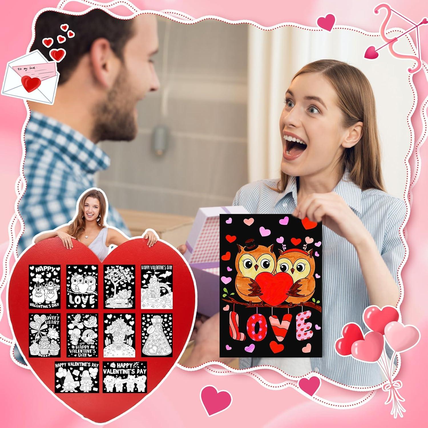Zhanmai 30 Piezas Carteles de San Valentín para Colorear DIY