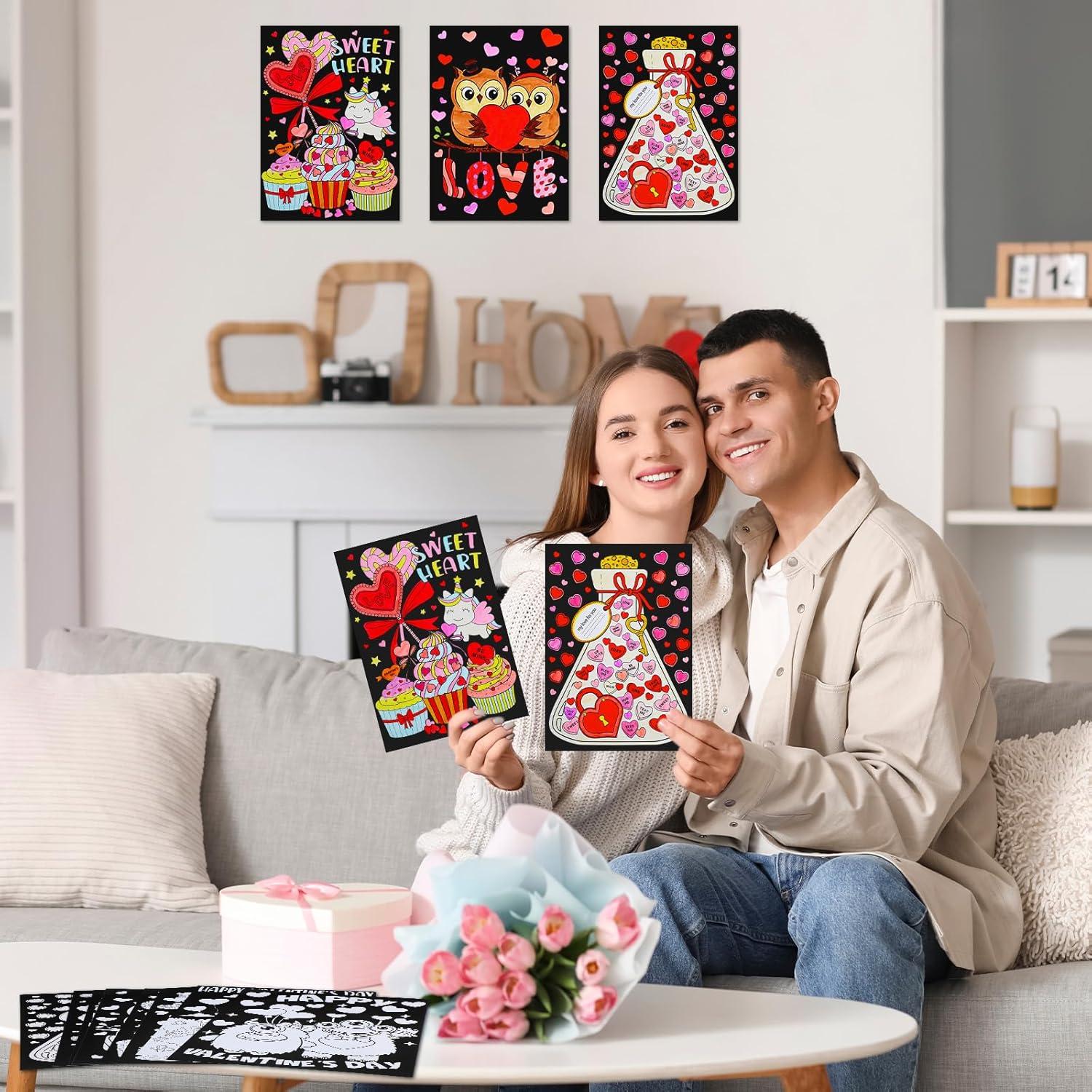 Zhanmai 30 Piezas Carteles de San Valentín para Colorear DIY