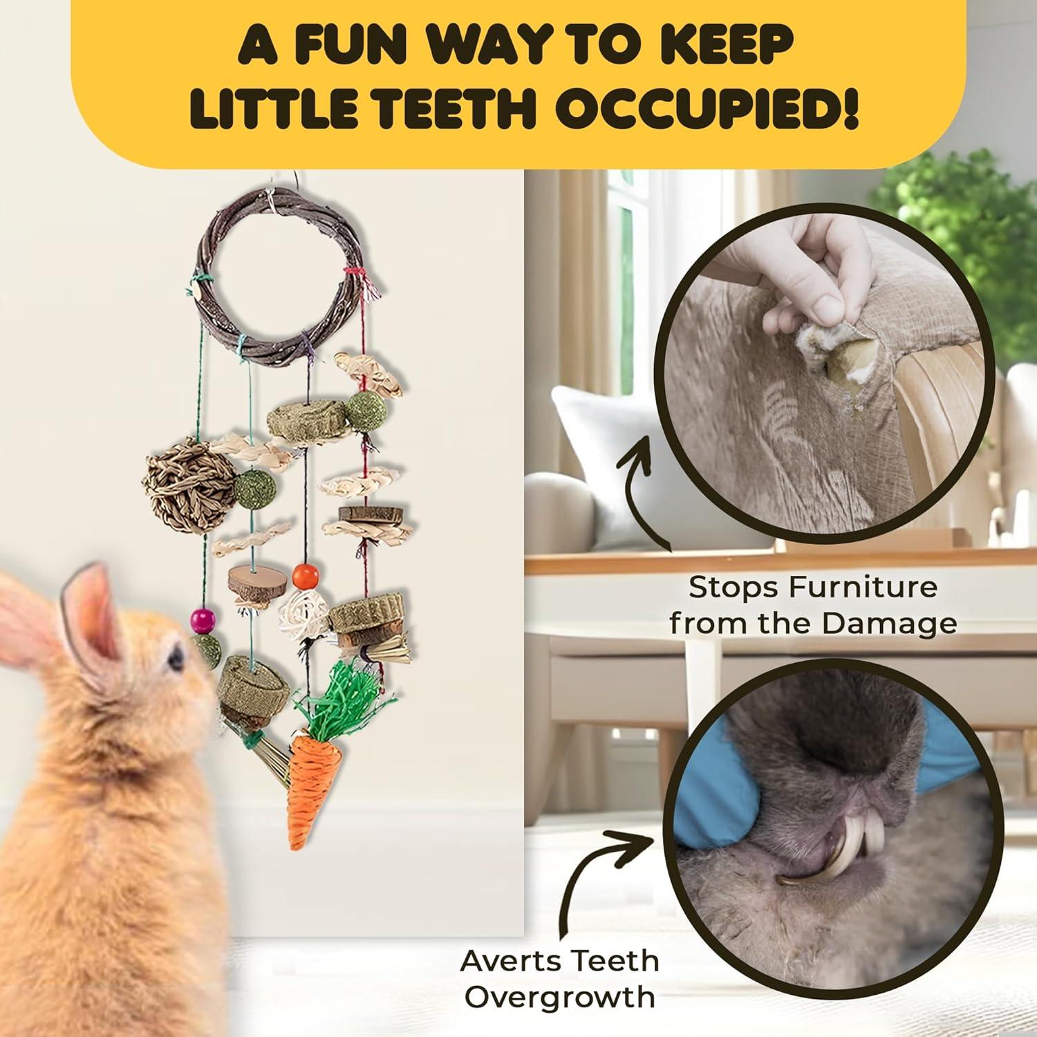 Juguete Masticable Colgante SunGrow para Conejos 43x18cm