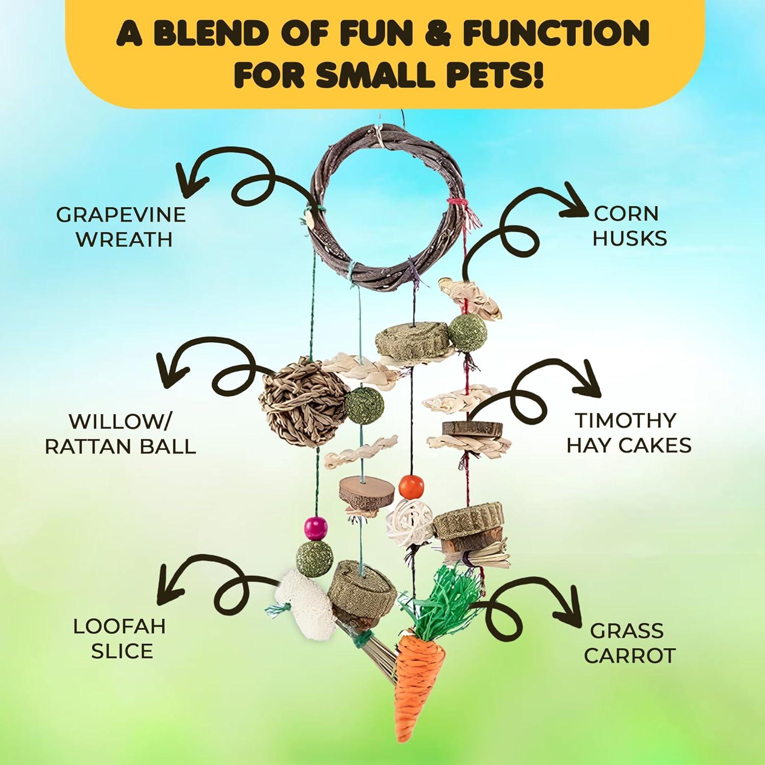 Juguete Masticable Colgante SunGrow para Conejos 43x18cm