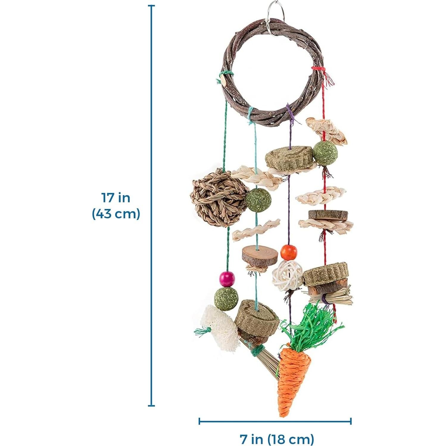 Juguete Masticable Colgante SunGrow para Conejos 43x18cm