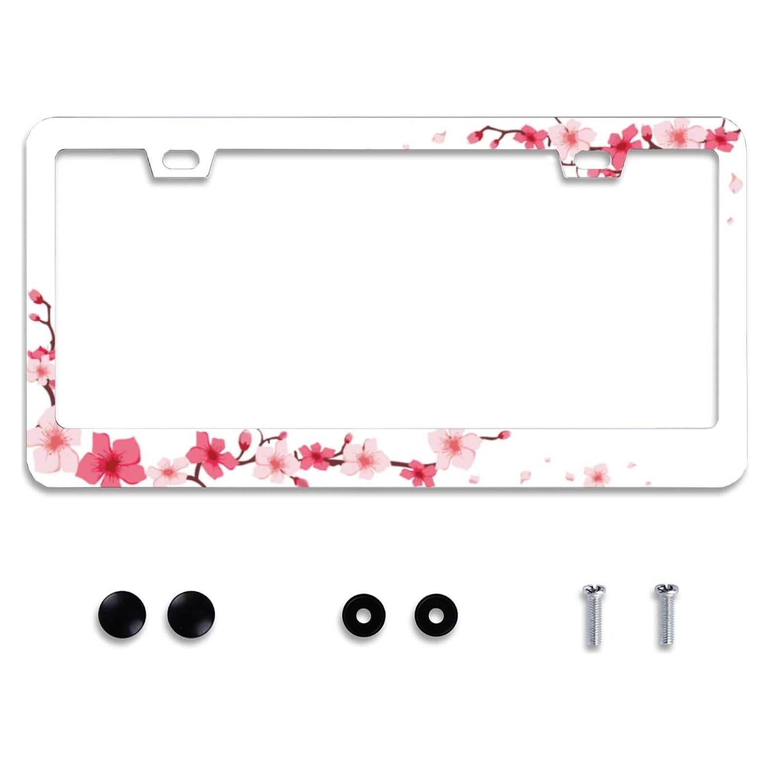 Marco de Placa de Licencia Omw2fyb Floral de Acero Inoxidable 30.99x15.24cm