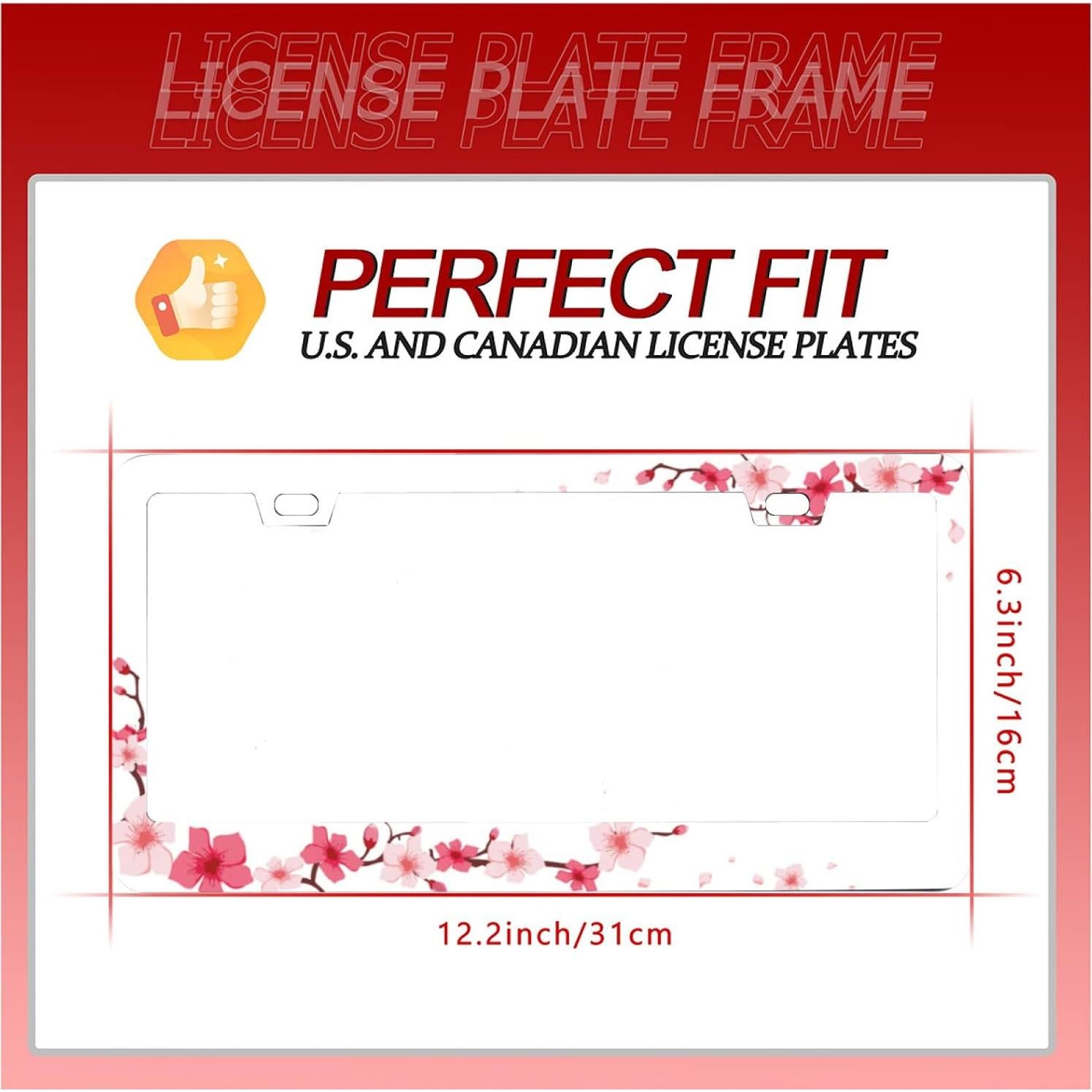 Marco de Placa de Licencia Omw2fyb Floral de Acero Inoxidable 30.99x15.24cm