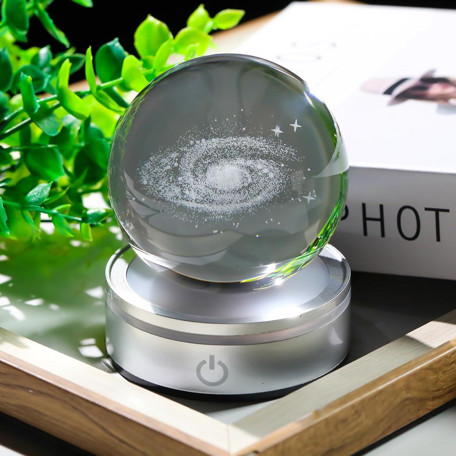 Bola de Cristal Galáctica 3D Arikyrist con Base LED 21.1cm