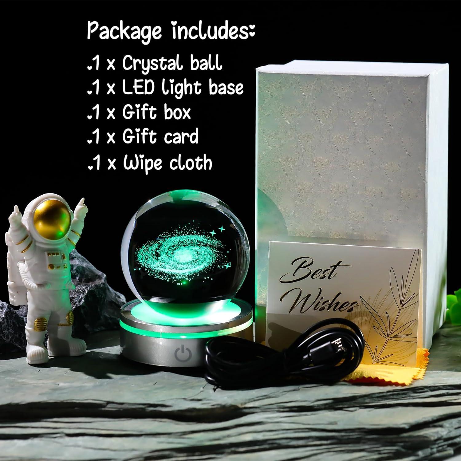 Bola de Cristal Galáctica 3D Arikyrist con Base LED 21.1cm