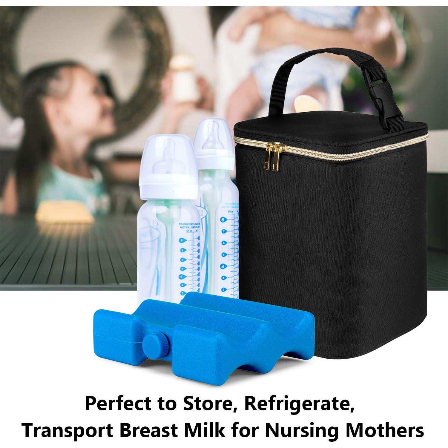 Bolsa Enfriadora Teamoy para Leche Materna - 4 Botellas 266 ml, Negra