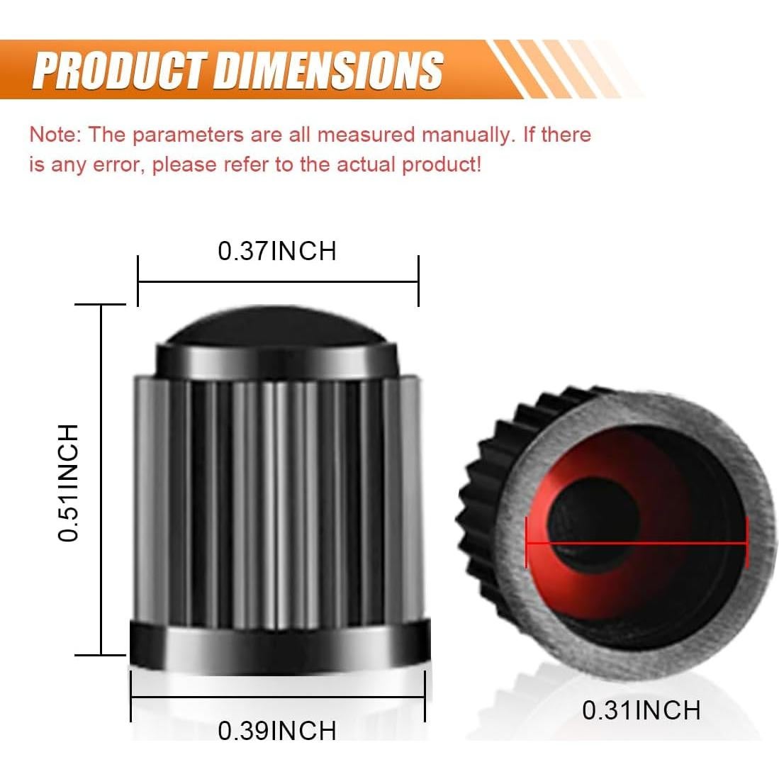 Cubiertas de Válvula de Neumático KITUREK 8PCS Negro