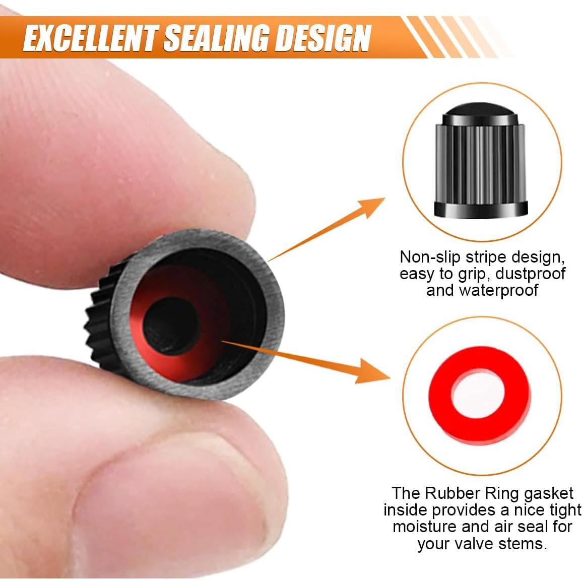 Cubiertas de Válvula de Neumático KITUREK 8PCS Negro