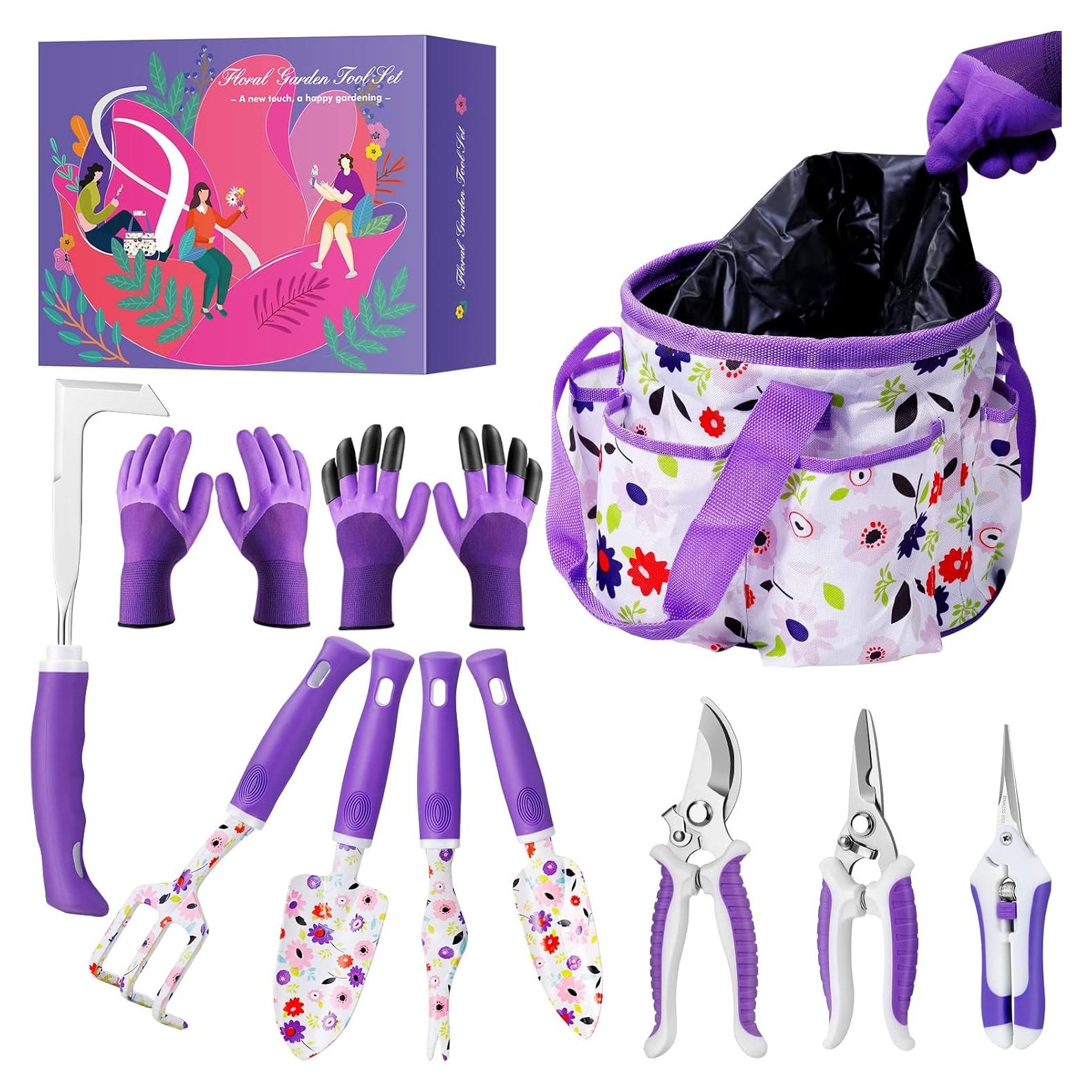 Juego de Herramientas de Jardinería Morado YANZI - Set Completo