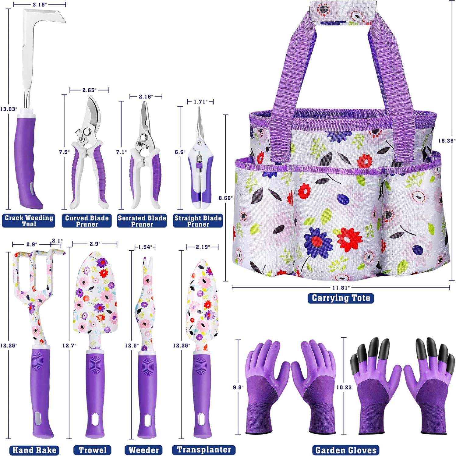 Juego de Herramientas de Jardinería Morado YANZI - Set Completo