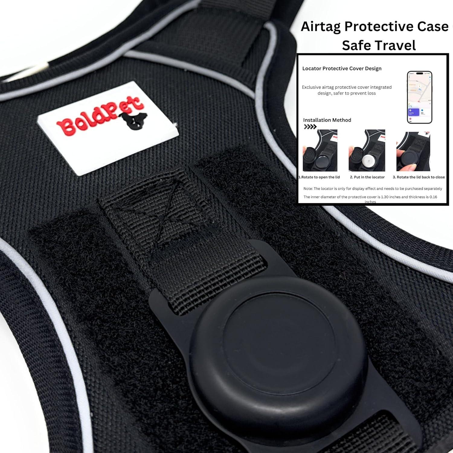 Arnés para Perros BOLDPET con Soporte para Airtag - Negro
