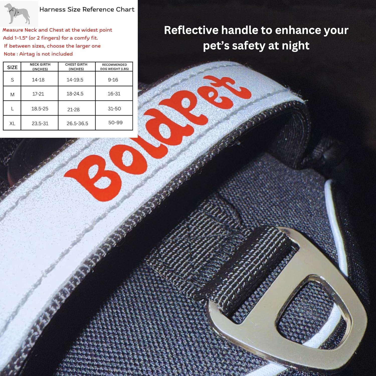 Arnés para Perros BOLDPET con Soporte para Airtag - Negro