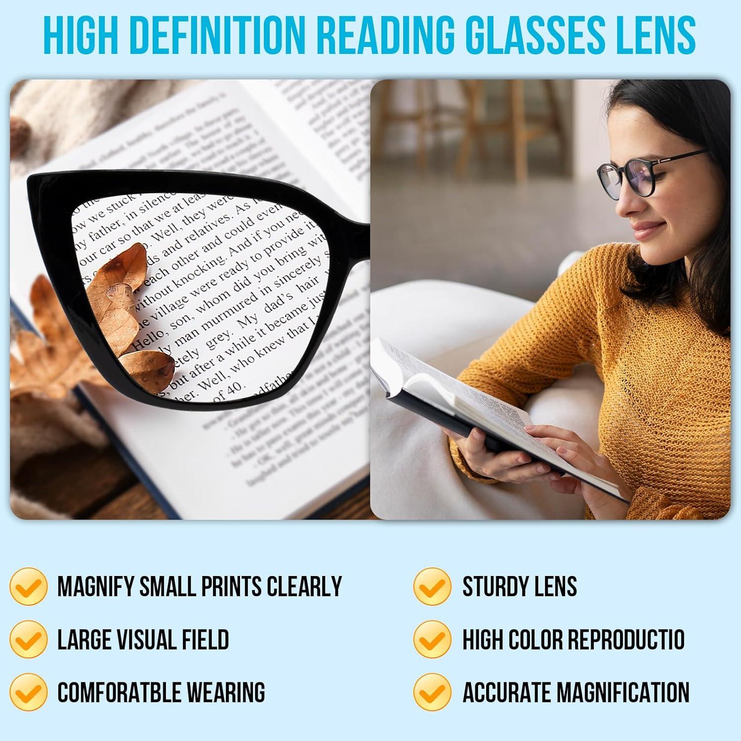 Gafas de lectura grandes estilo gato WEMOOTANTS 1.0x a 4.0x