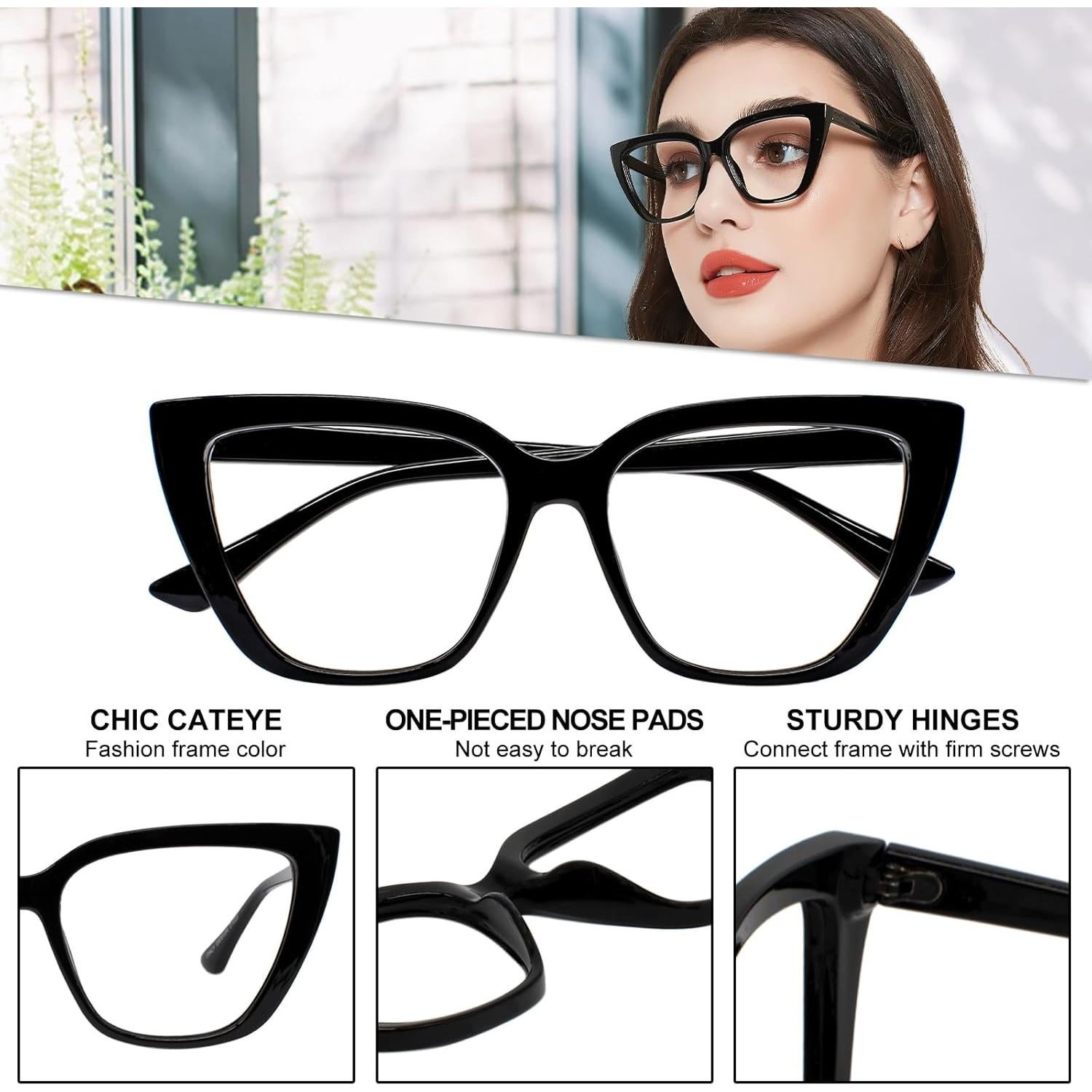 Gafas de lectura grandes estilo gato WEMOOTANTS 1.0x a 4.0x