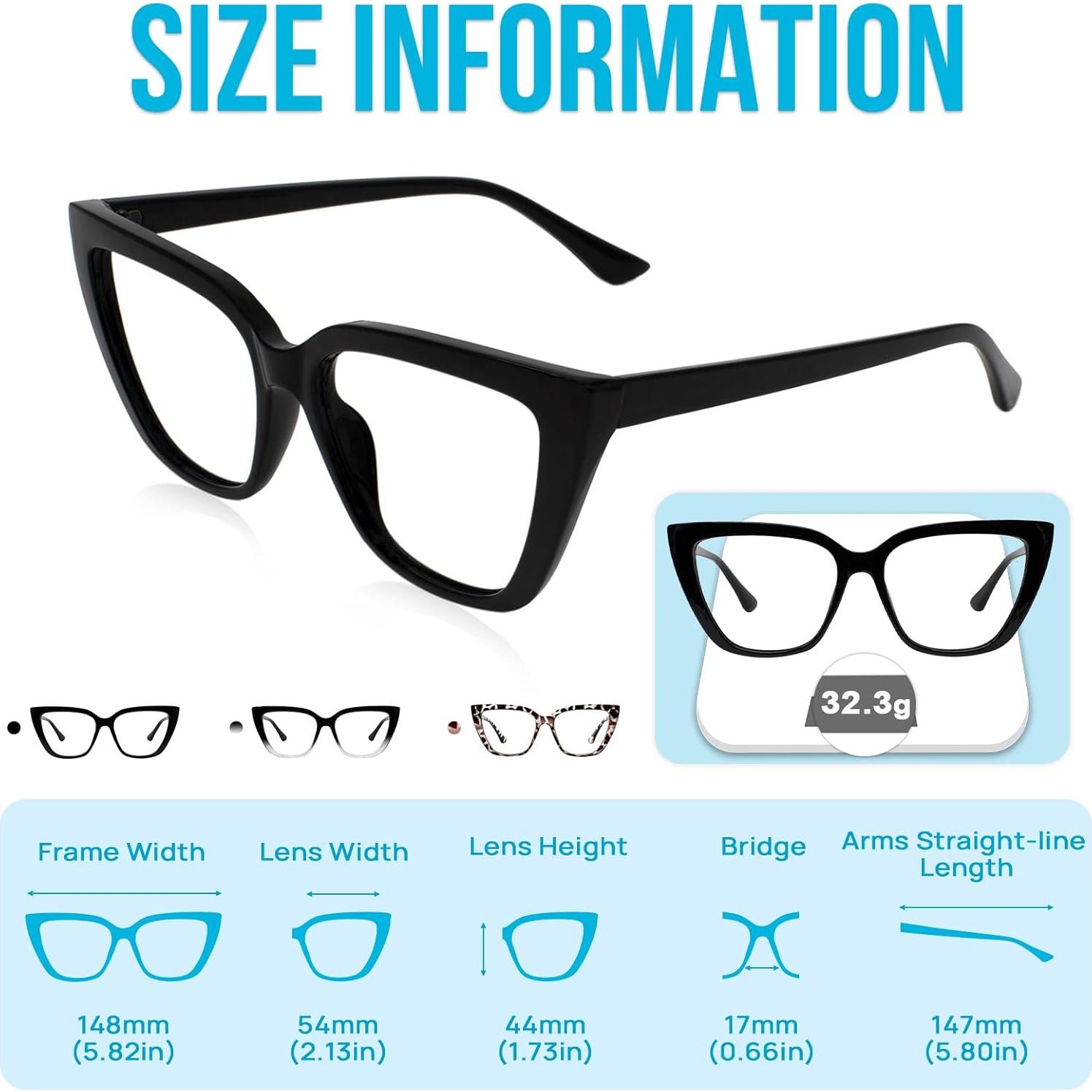 Gafas de lectura grandes estilo gato WEMOOTANTS 1.0x a 4.0x