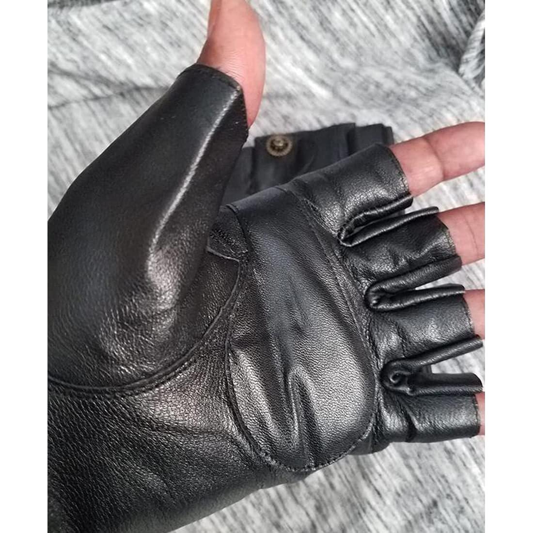 Guantes Sin Dedos Maysong Punk Gótico Unisex Cuero 15.5cm