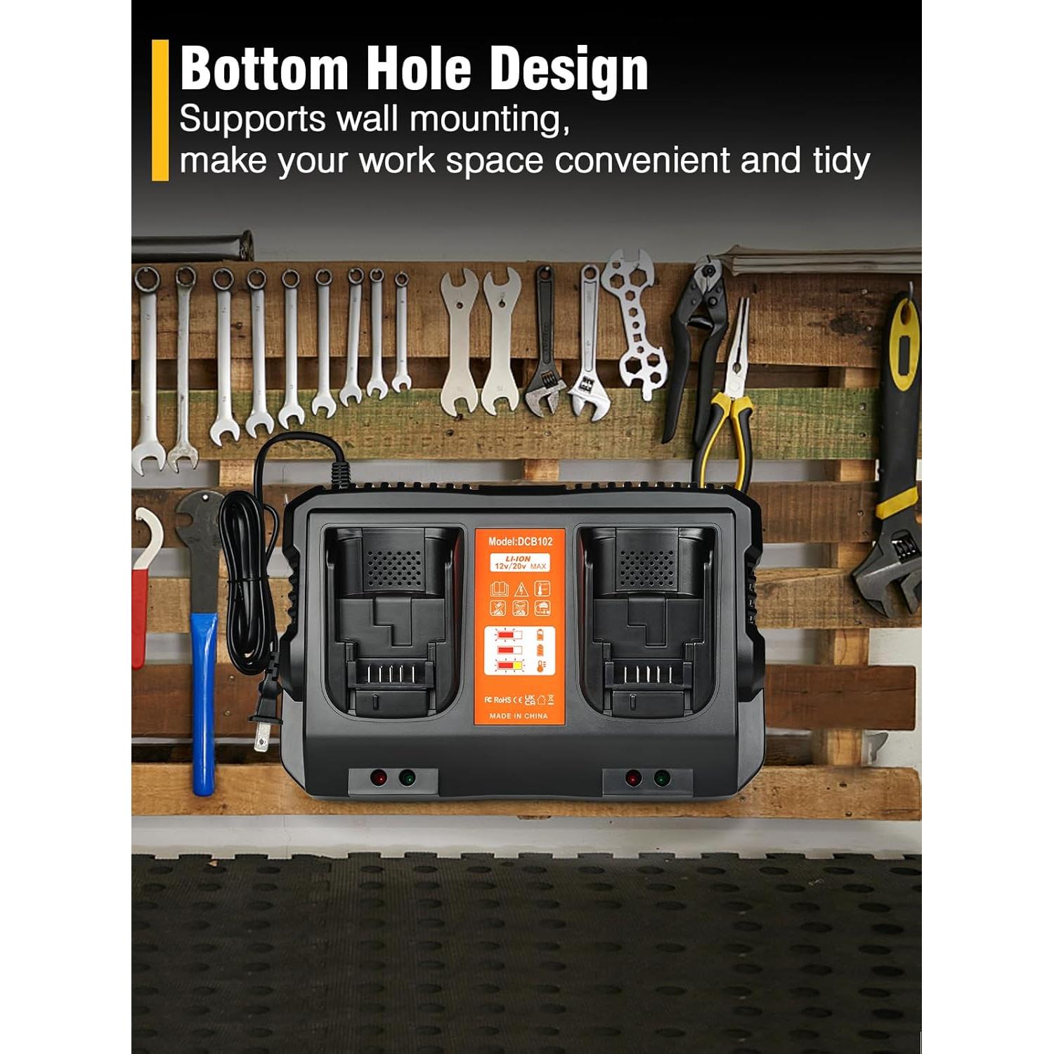 Cargador DCB102 COOMYXIN 20V MAX Doble Puerto para Dewalt