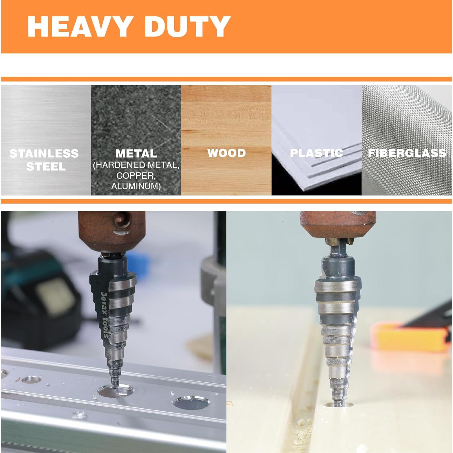 Juego de Brocas Escalonadas M2 HSS Herramientas Jerax 3 Piezas