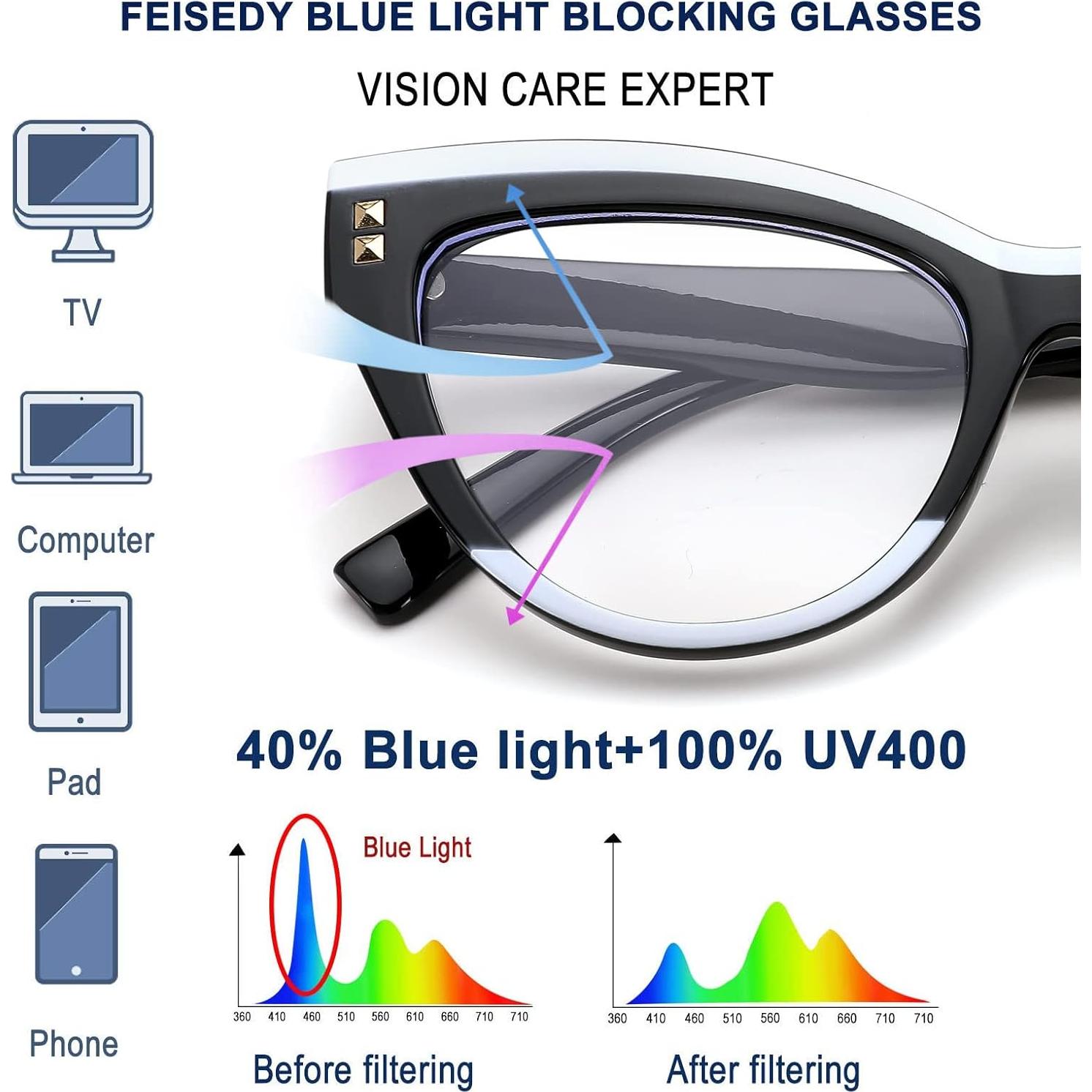 Gafas de Computadora FEISEDY B2323 Anti Luz Azul Mujeres