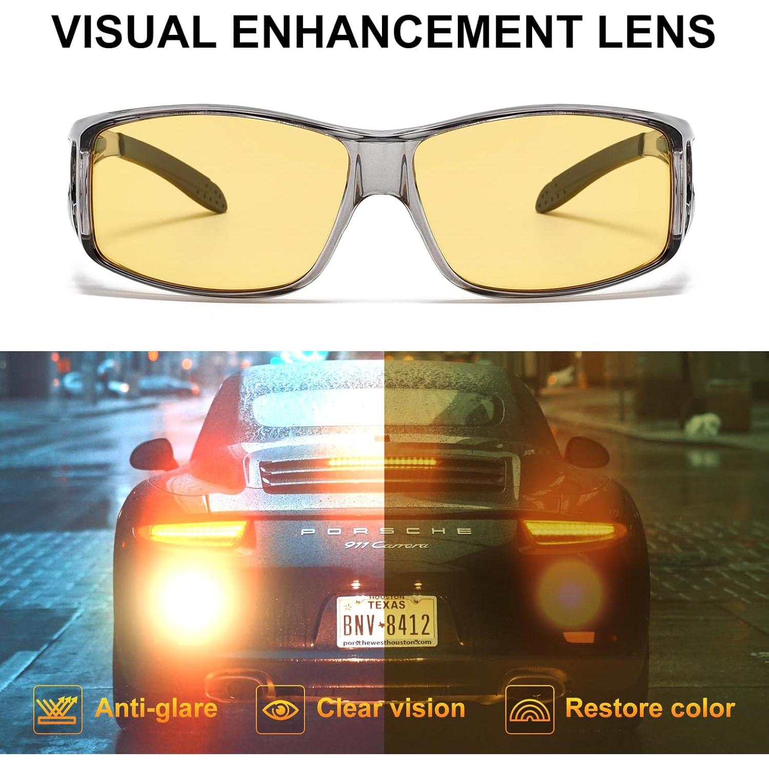 Gafas de Conducción Nocturna CARFIA - Lentes Polarizados Amarillos HD