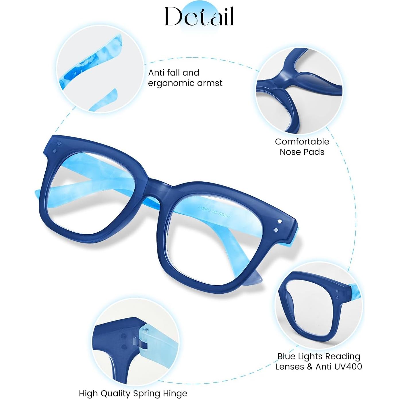 Gafas de Lectura MIZZEO Azul 1.0x Anti-Luz Azul Moda