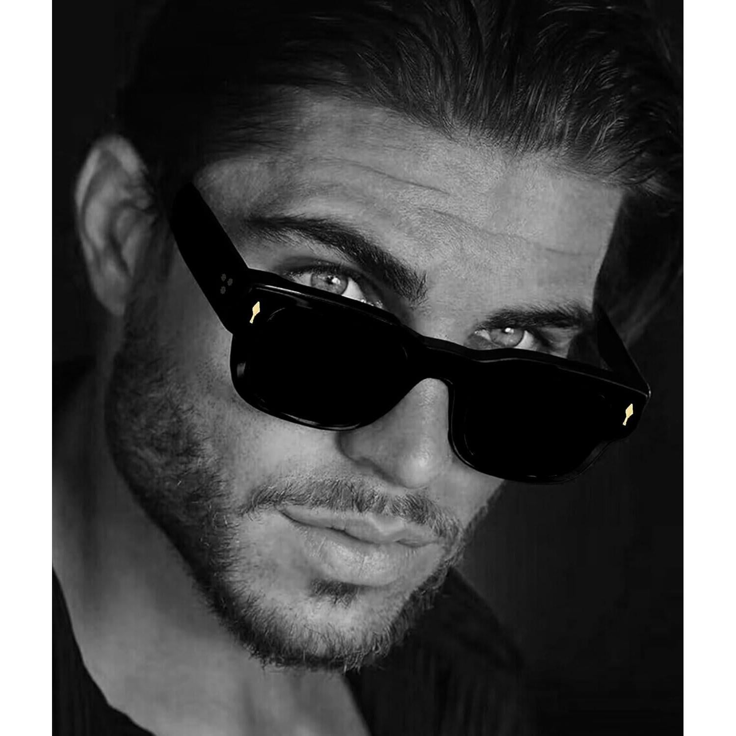 Gafas de sol cuadradas EYLRIM UV400 para unisex, negras