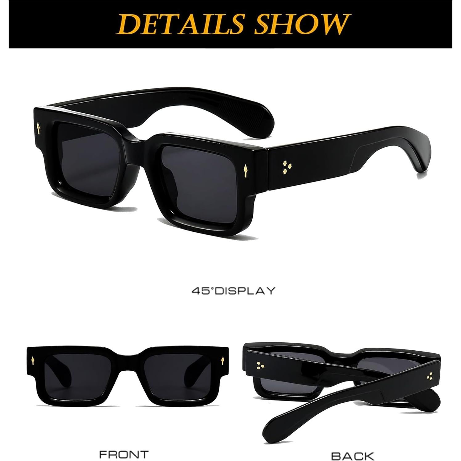 Gafas de sol cuadradas EYLRIM UV400 para unisex, negras