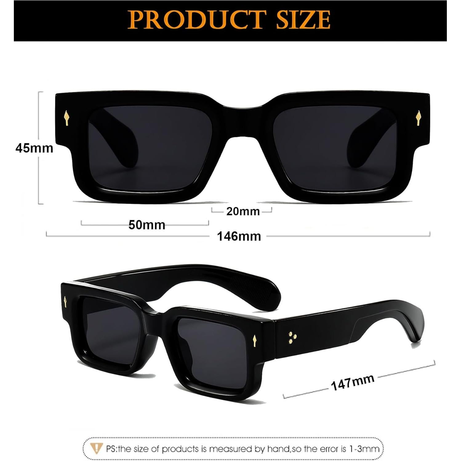 Gafas de sol cuadradas EYLRIM UV400 para unisex, negras