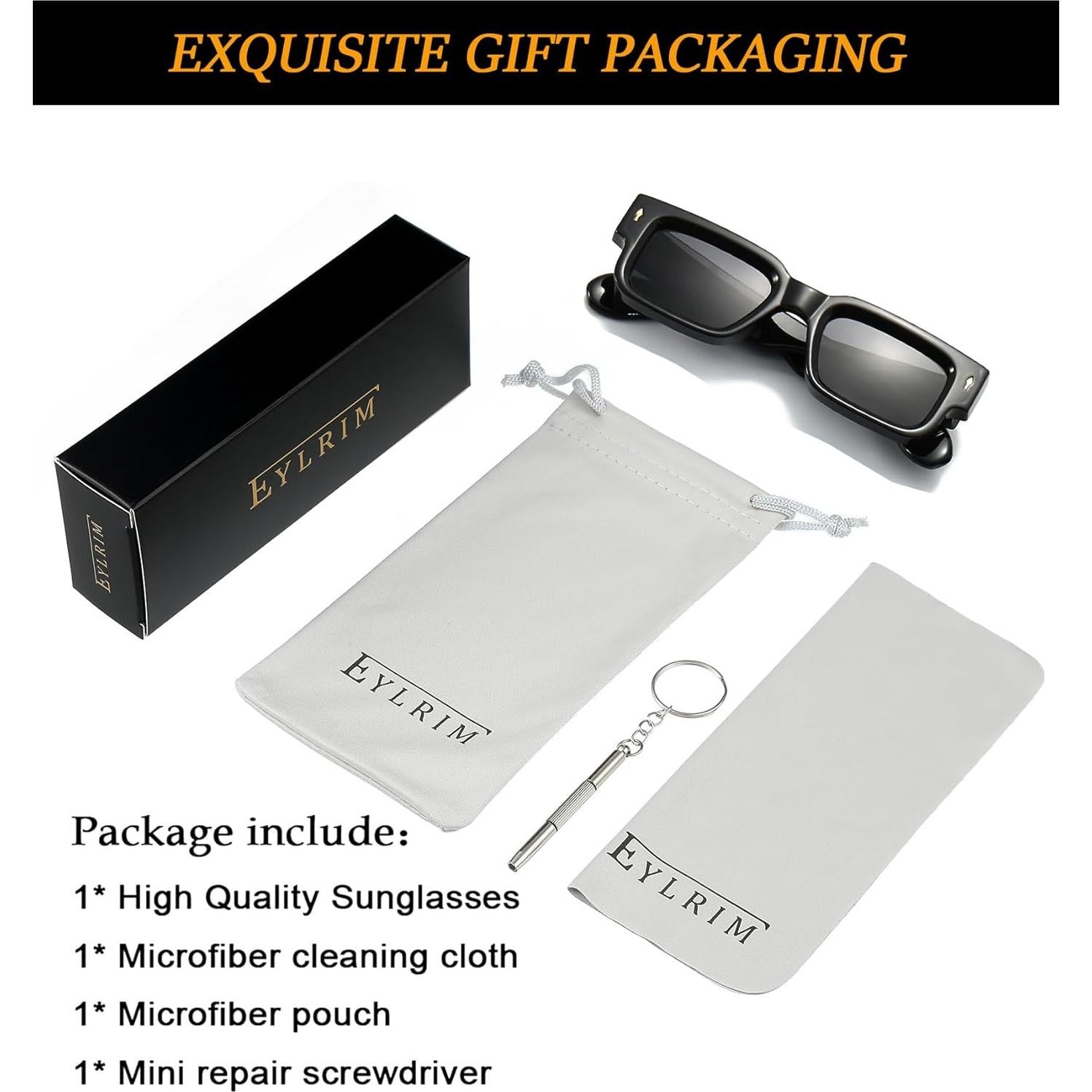 Gafas de sol cuadradas EYLRIM UV400 para unisex, negras