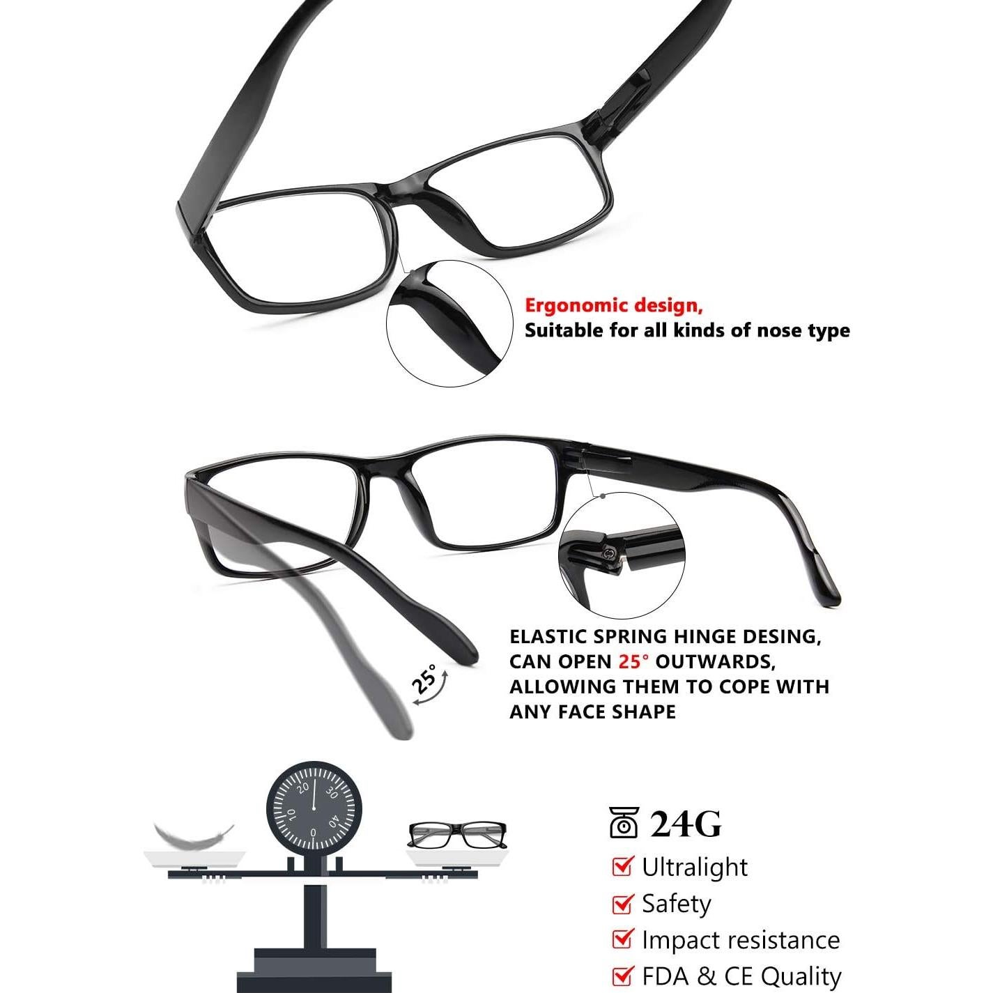 Gafas de lectura Gaoye 5 Pack Anti Luz Azul 3.0x