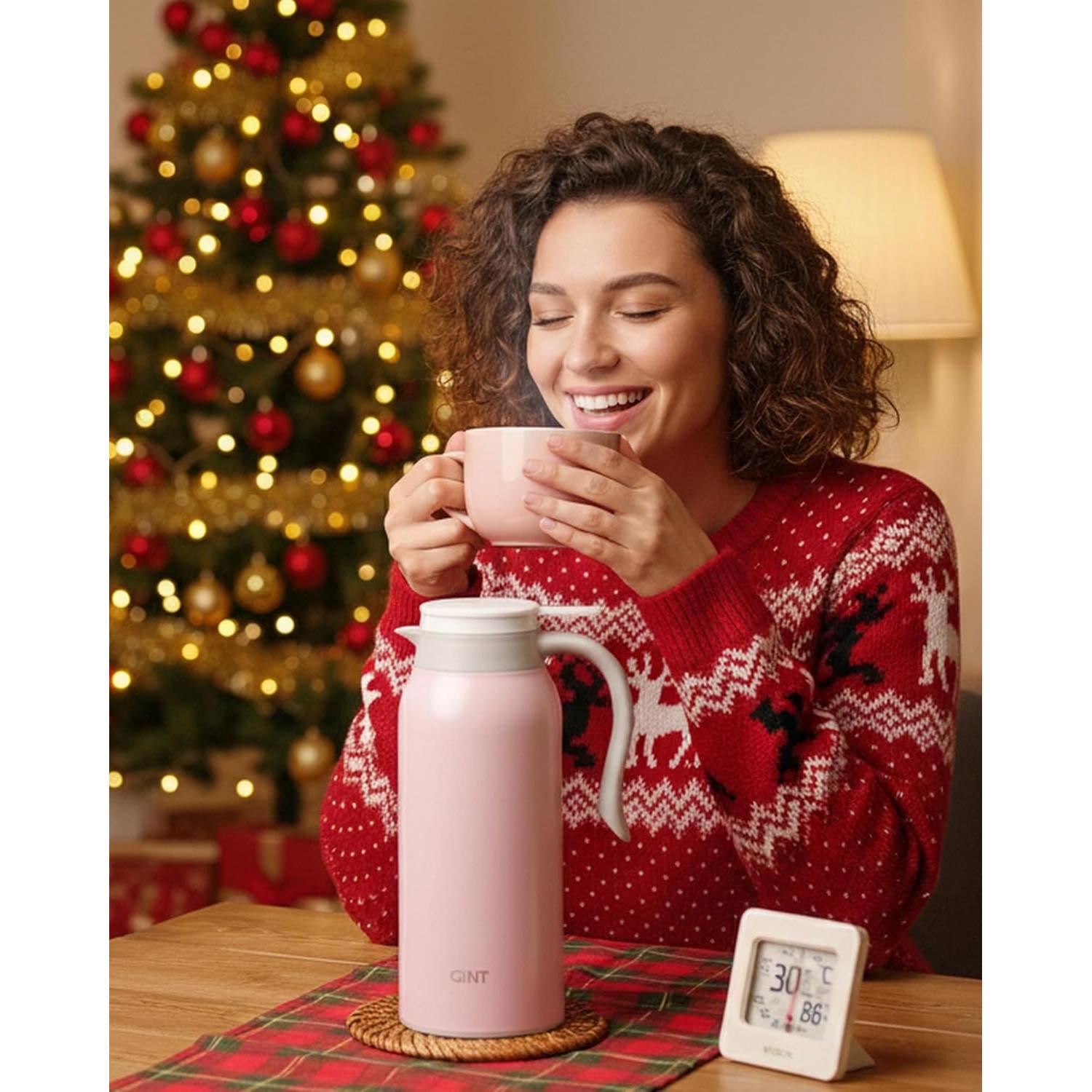 Termo de Café GiNT 1.5L Acero Inoxidable Rosa Doble Pared