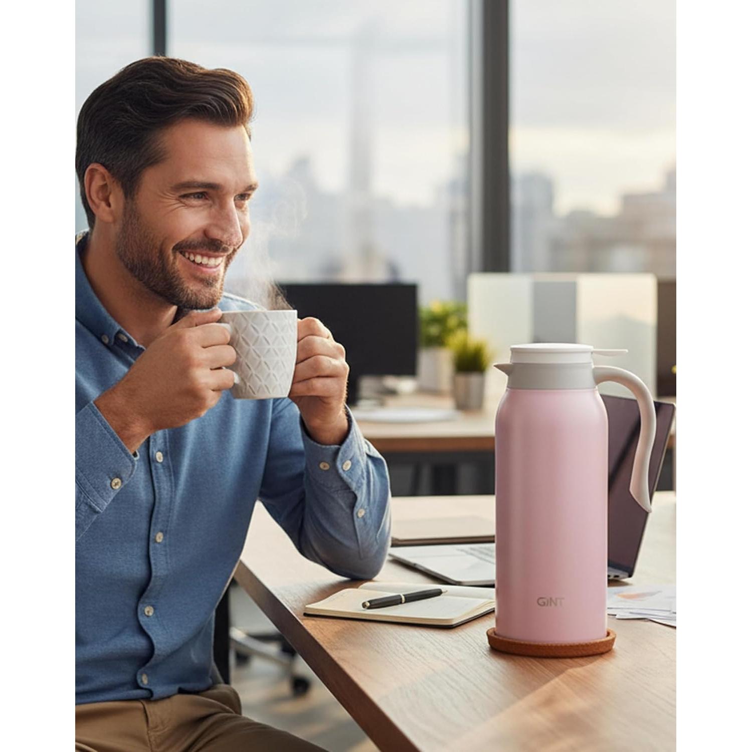 Termo de Café GiNT 1.5L Acero Inoxidable Rosa Doble Pared