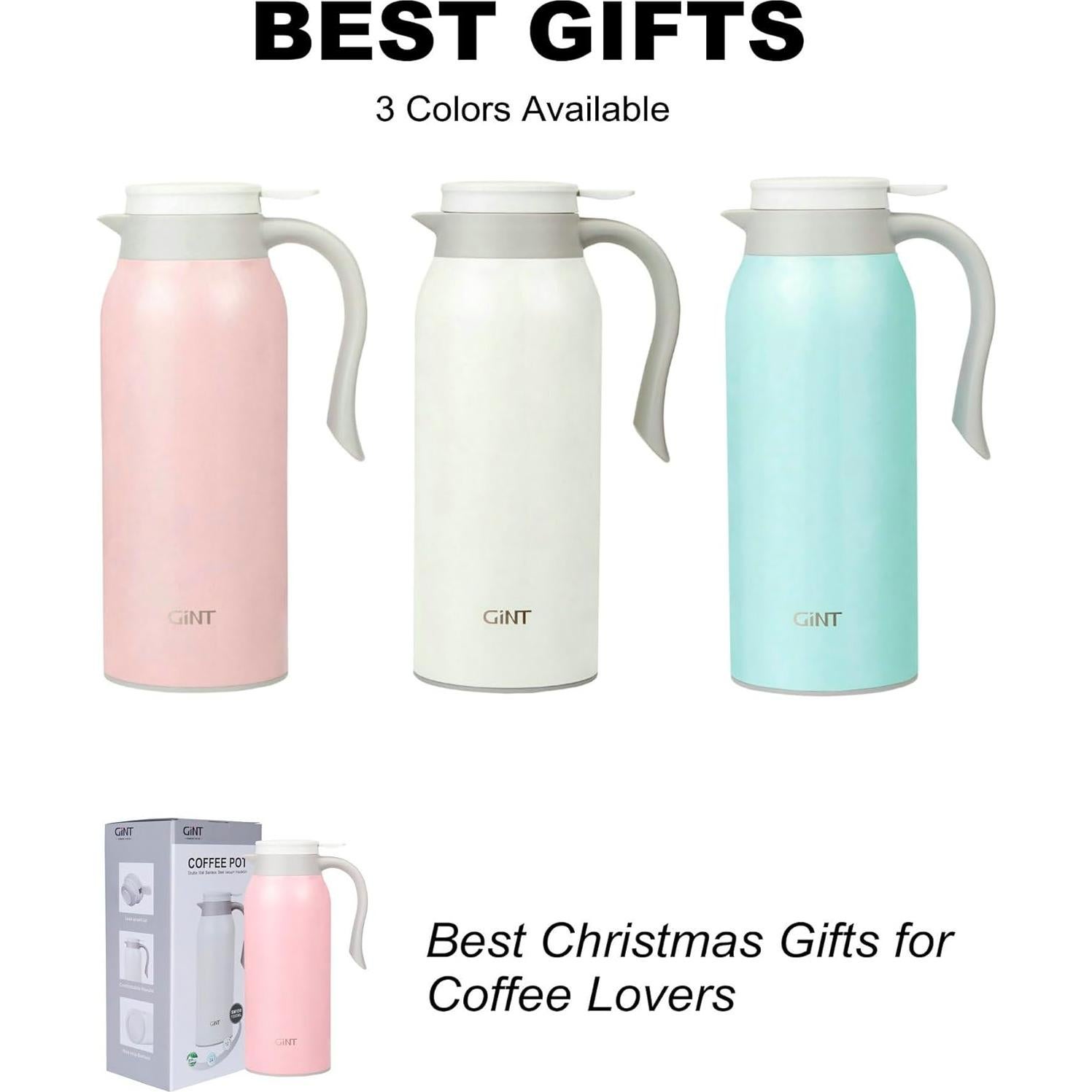 Termo de Café GiNT 1.5L Acero Inoxidable Rosa Doble Pared