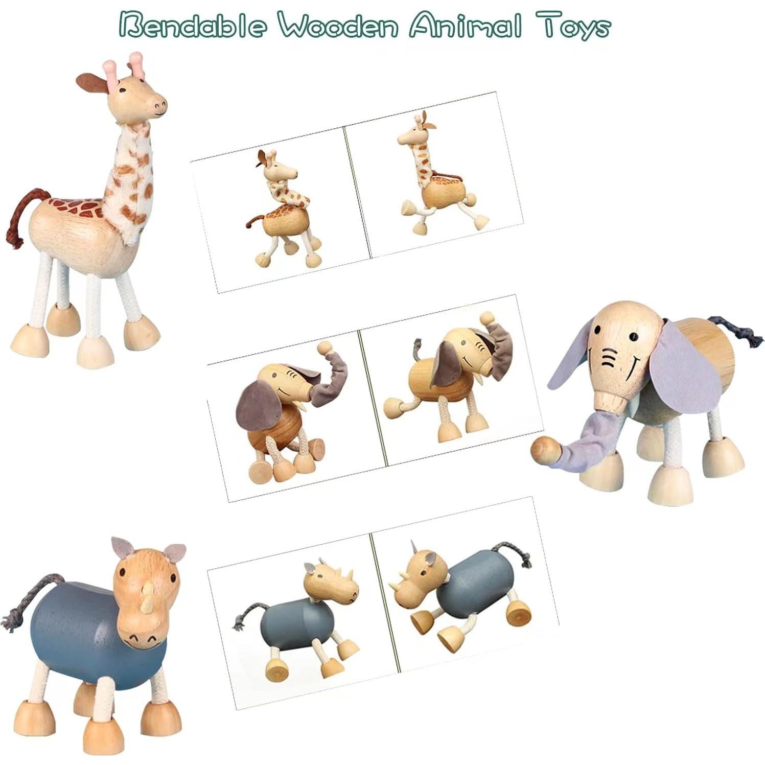 Conjunto de Juguetes de Animales de Madera Drachompa 12 Piezas