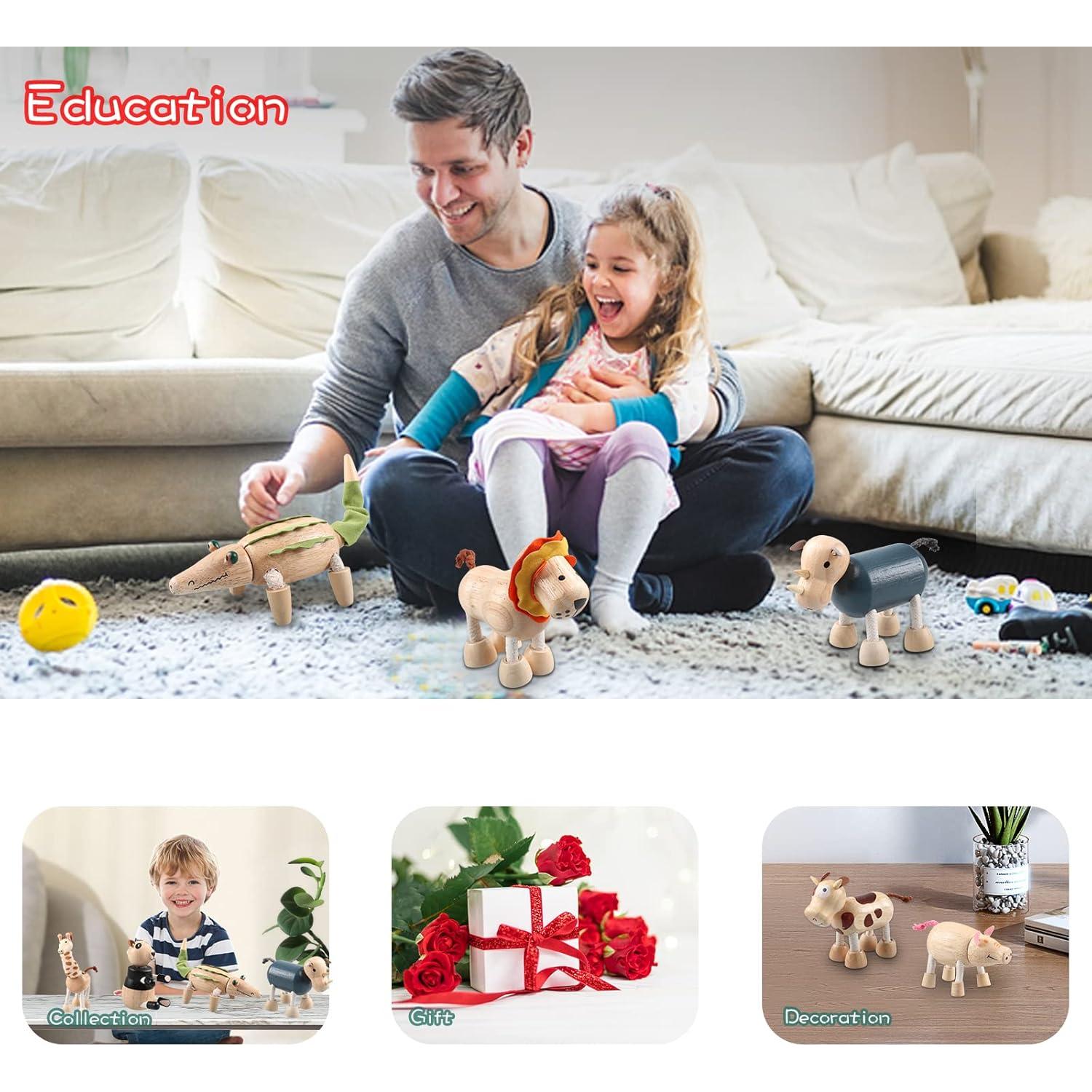 Conjunto de Juguetes de Animales de Madera Drachompa 12 Piezas