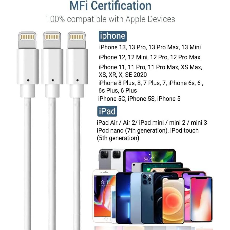 Cable de Carga Rápida Lightning Marchpower 3FT - Paquete de 3