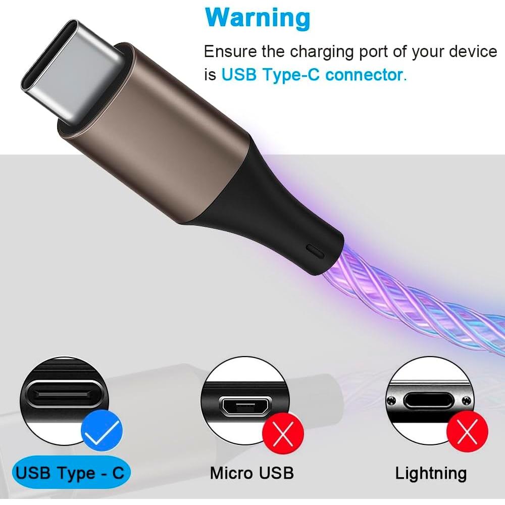 Cable USB C 0.91M Tomoson Carga Rápida LED RGB Compatible iPhone 15