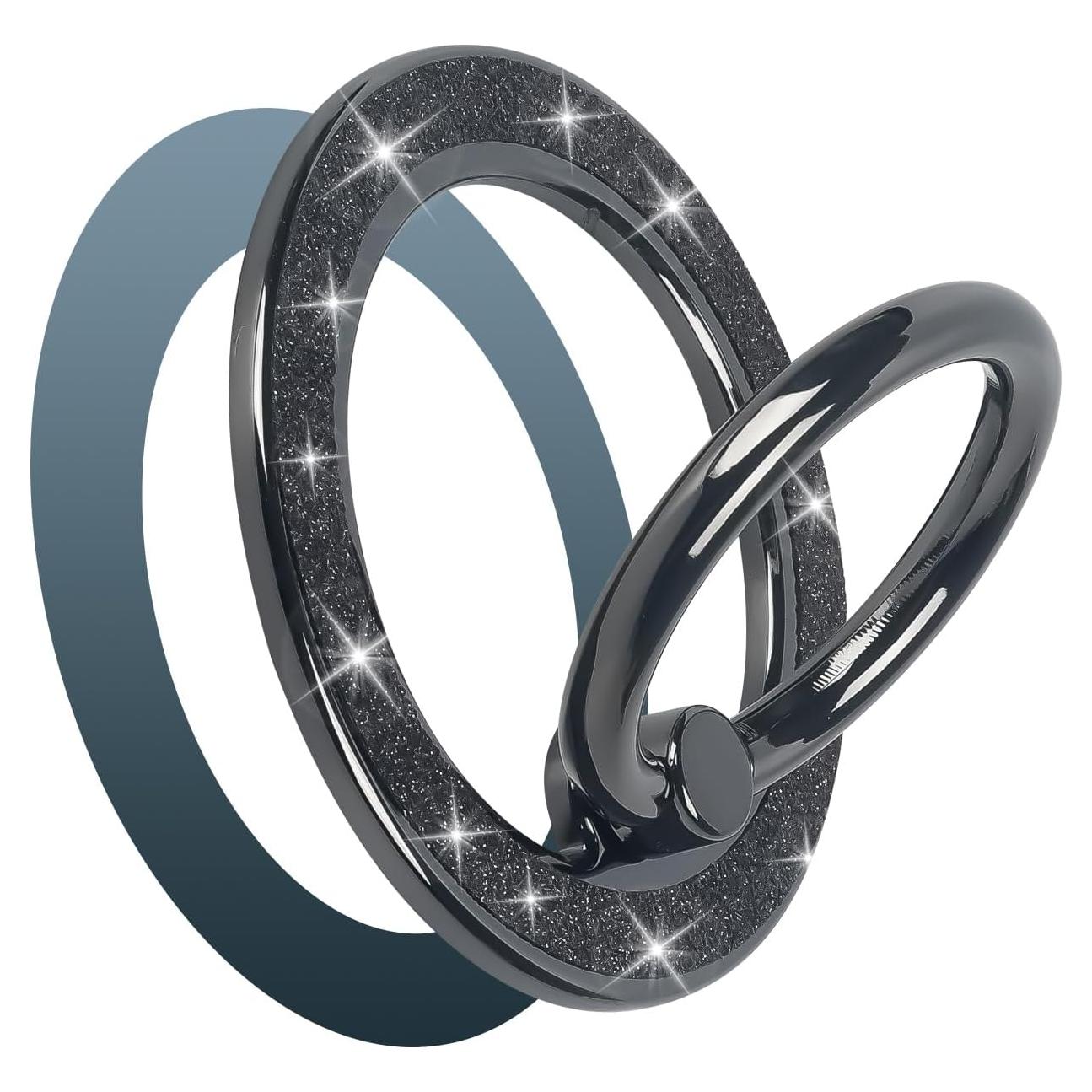 Soporte de Anillo Magnético Guppy para Teléfono Negro, Rotación 360°