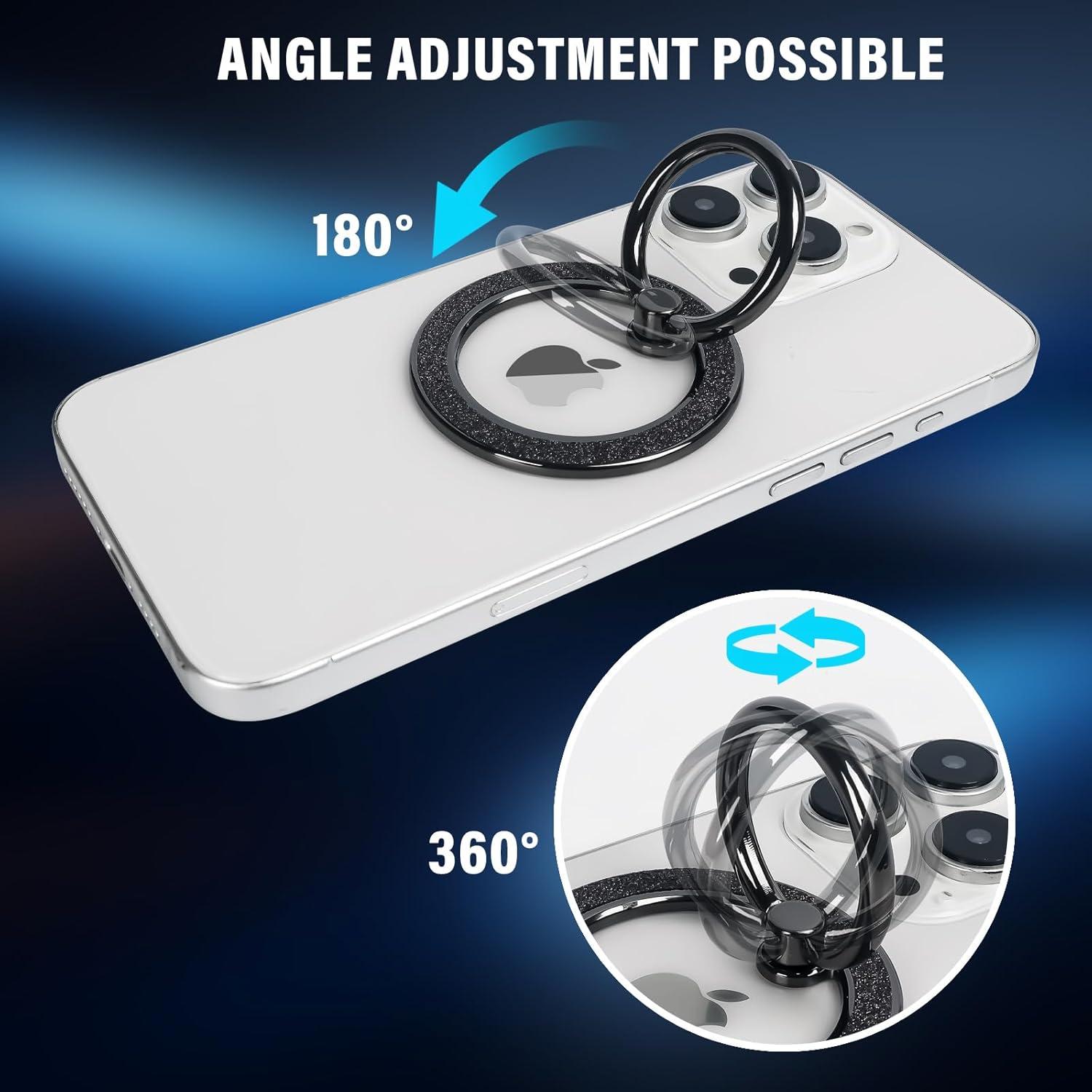 Soporte de Anillo Magnético Guppy para Teléfono Negro, Rotación 360°