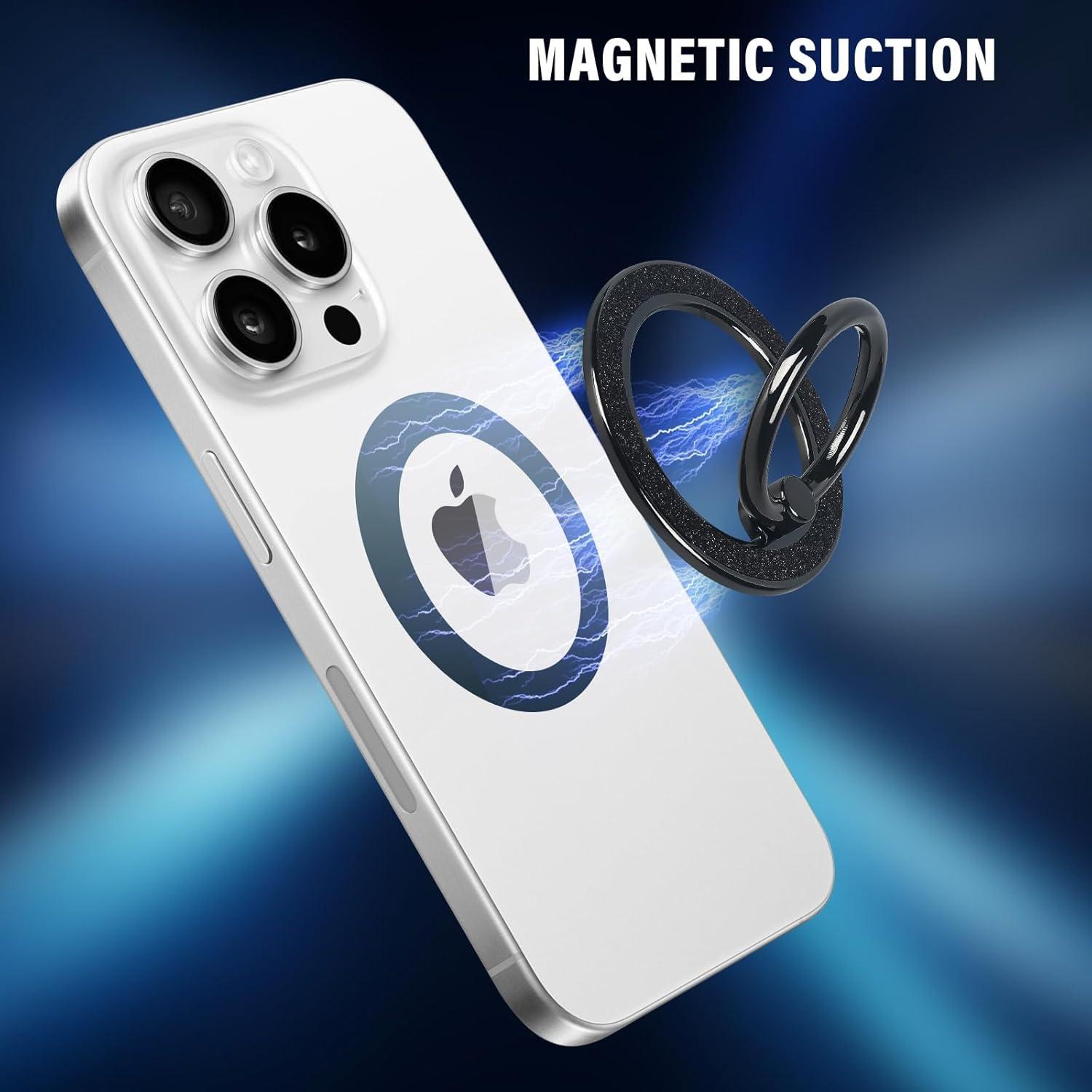 Soporte de Anillo Magnético Guppy para Teléfono Negro, Rotación 360°