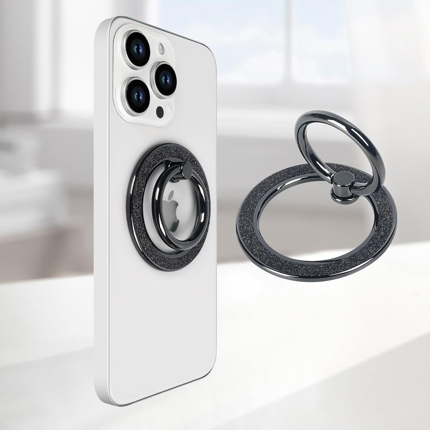 Soporte de Anillo Magnético Guppy para Teléfono Negro, Rotación 360°