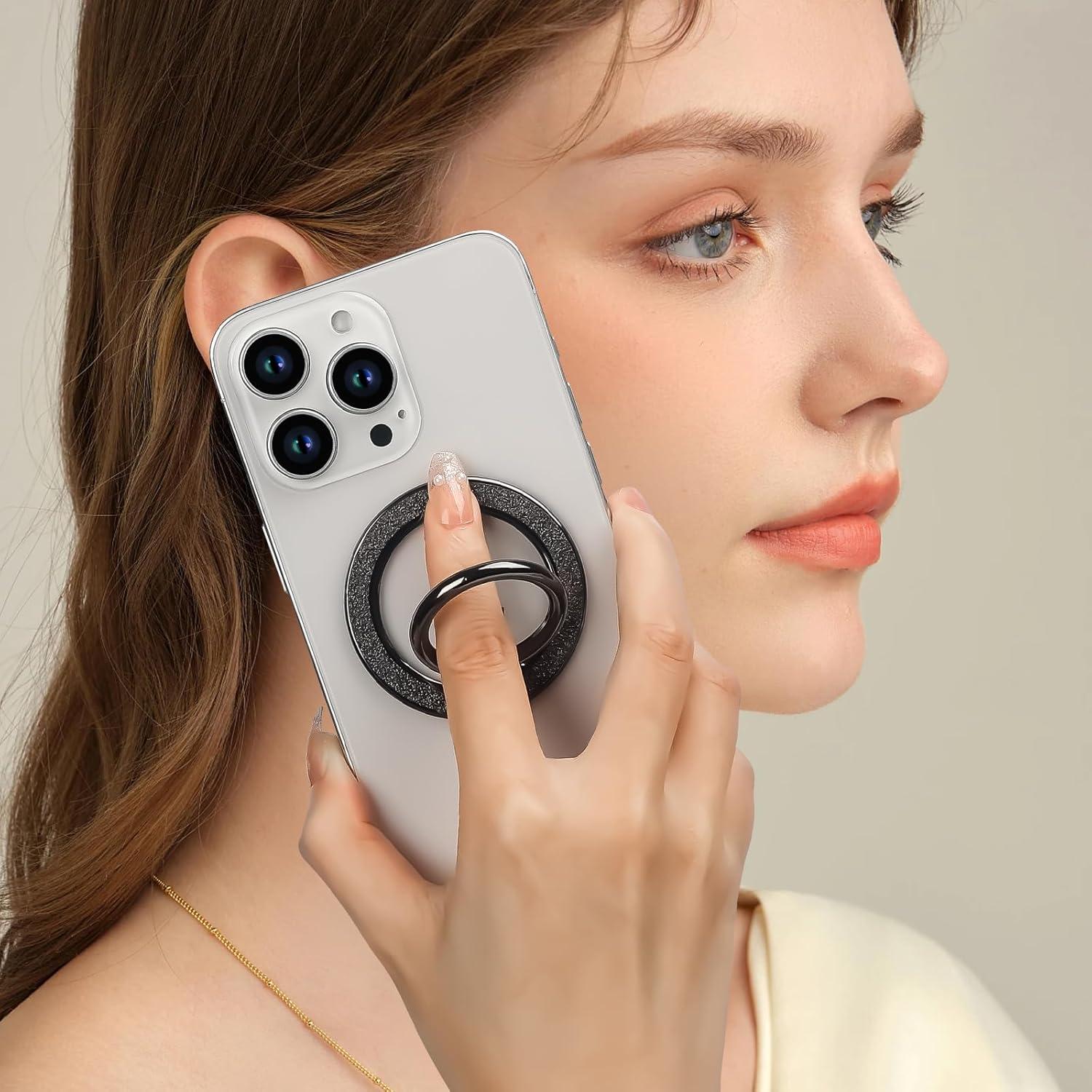 Soporte de Anillo Magnético Guppy para Teléfono Negro, Rotación 360°