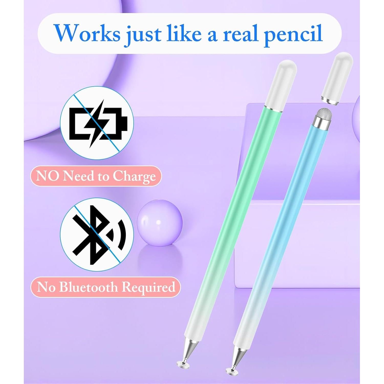 Lápiz Stylus Kenkor 2 en 1 para Pantallas Táctiles - Verde y Azul