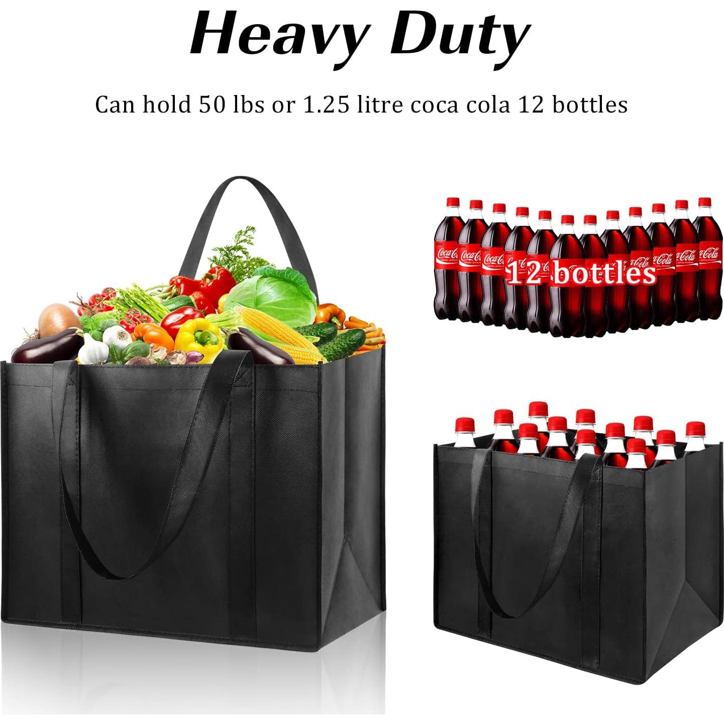 Bolsas de Compras Reutilizables LadyRosian 10 Piezas 20 kg Negro