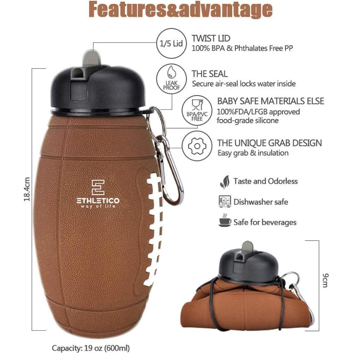 Botella de Agua Plegable ETHLETICO 591 ml Sin BPA para Niños