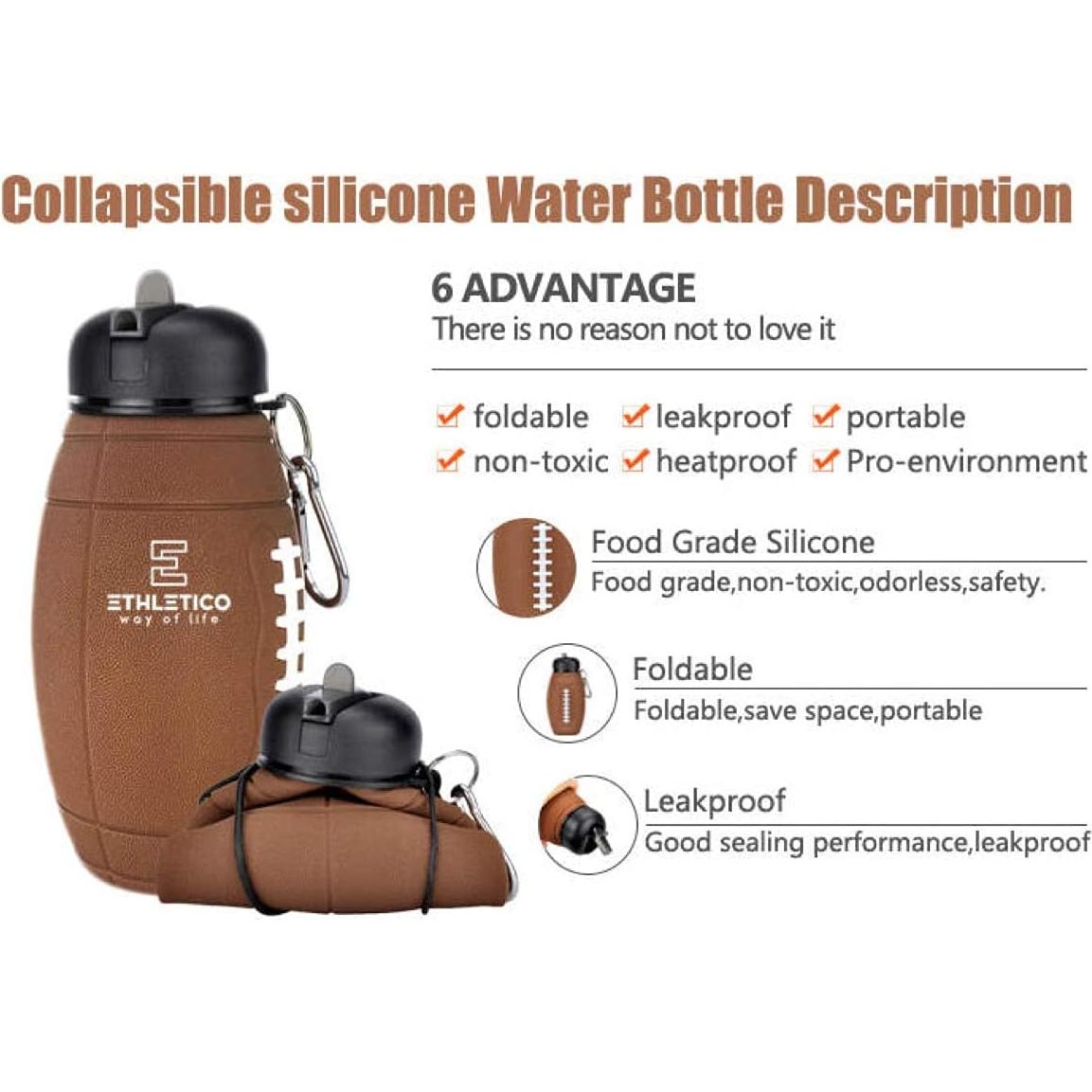 Botella de Agua Plegable ETHLETICO 591 ml Sin BPA para Niños