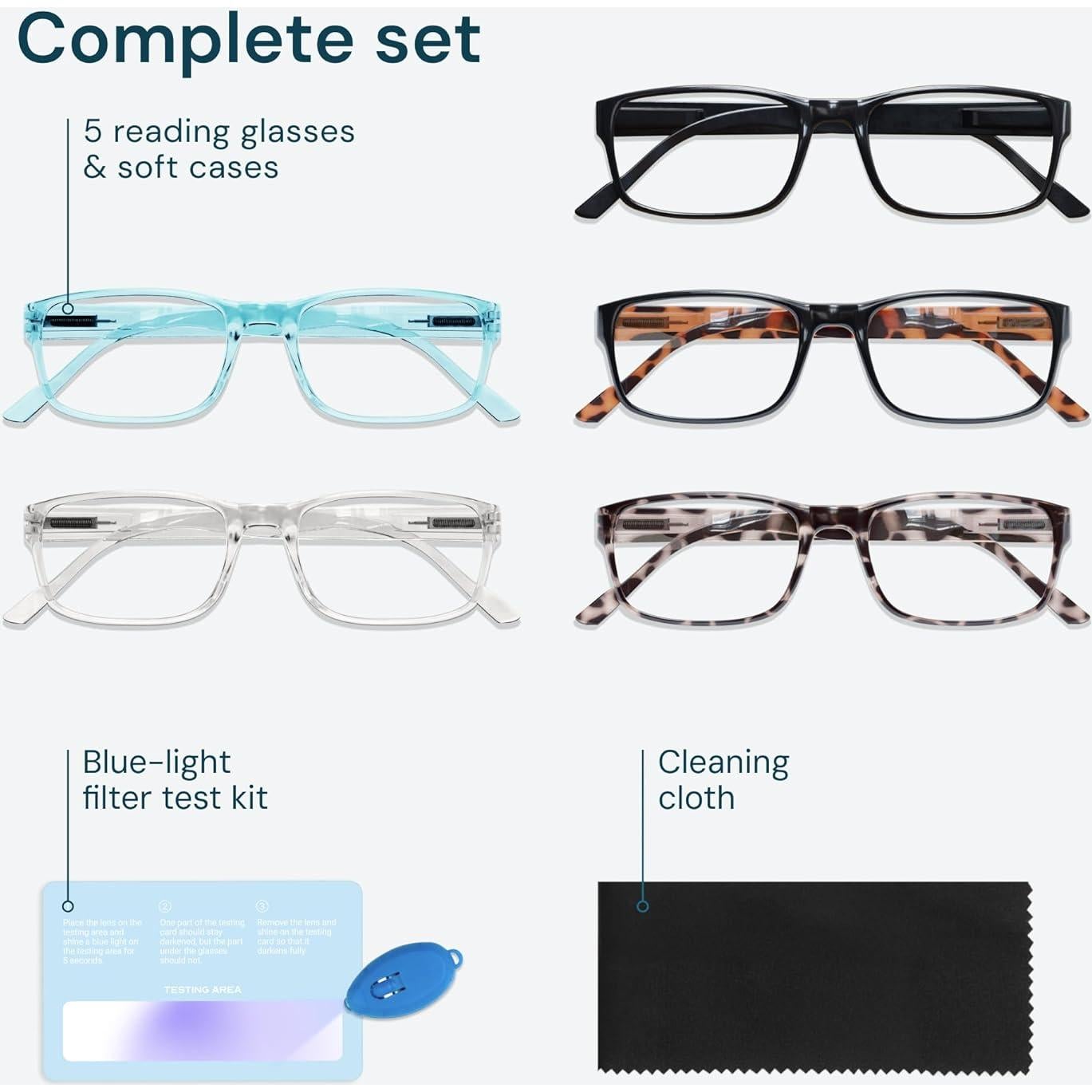 Gafas de lectura Gaoye 5 Pack Anti Luz Azul 2.75x